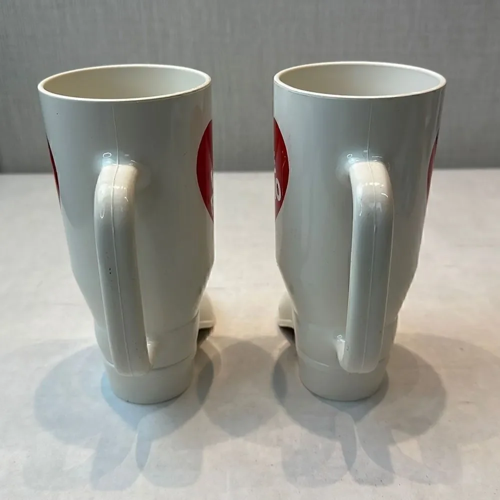 Vtg I Love Radio Boot Glasses Cups Plastic Mug